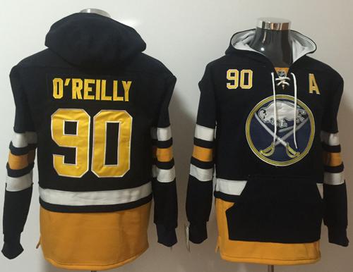 Sabres #90 Ryan O'Reilly Navy Blue Name & Number Pullover NHL Hoodie - Click Image to Close
